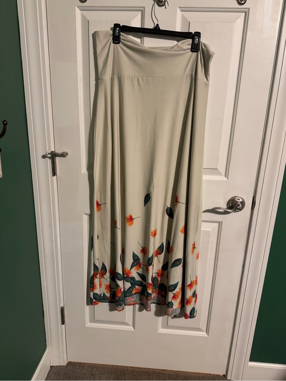 LuLaRoe Cream Maxi Skirt with Floral Border